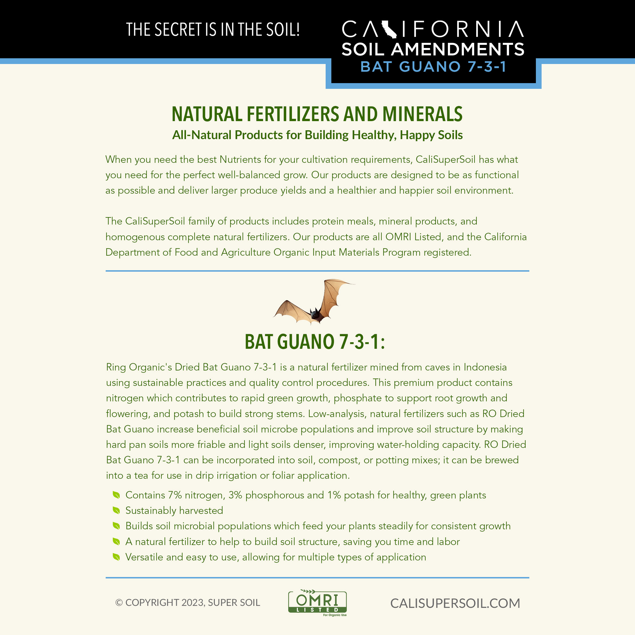 Bat Guano back label Bat Guano back label