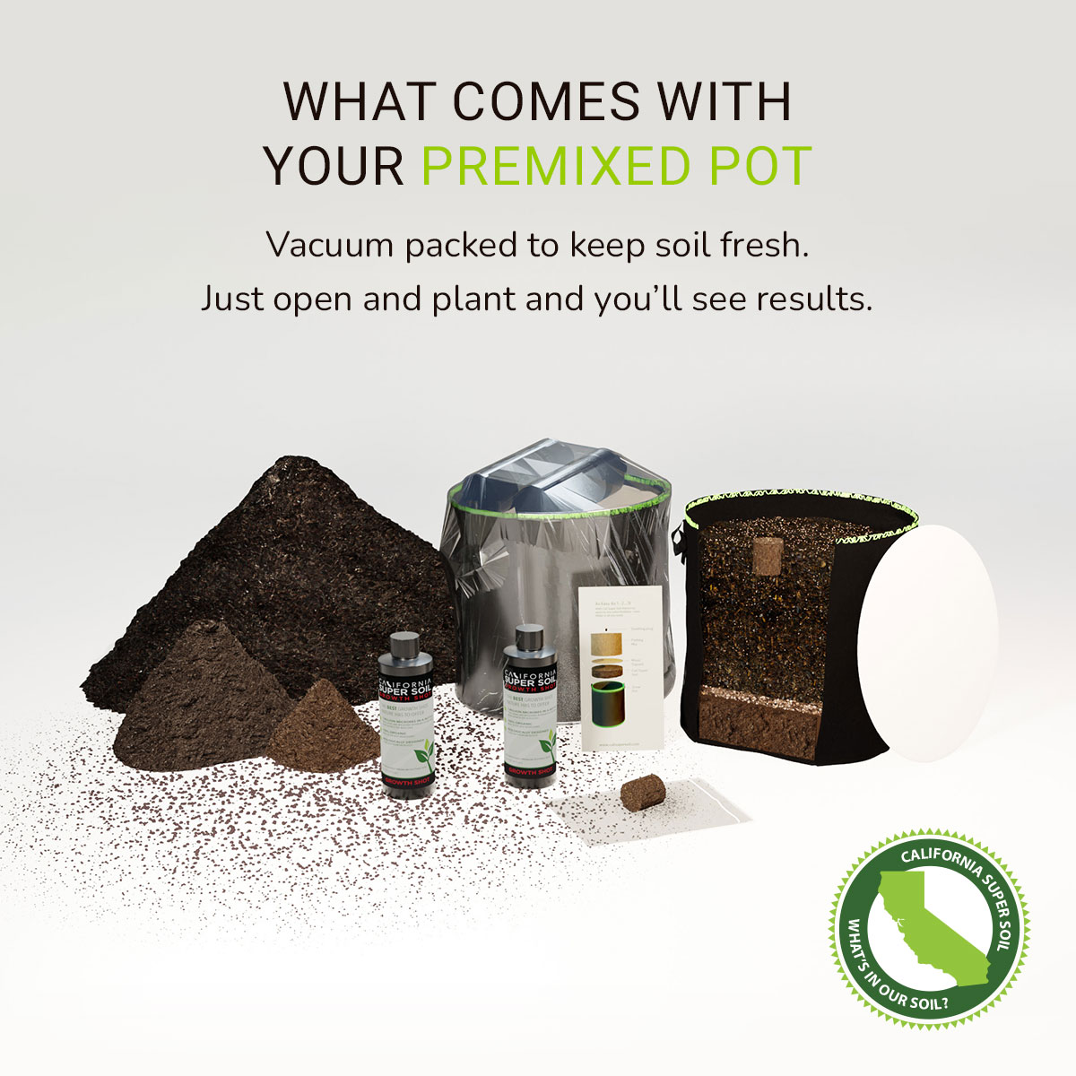 What comes with your premixed pot What comes with your premixed pot